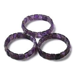 Amethyst Natural Amethyst Stretch Bracelets, Faceted, Rectangle, 2-3/8 inch(6cm)