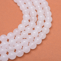 White Round Natural White Jade Bead Strands, White, 8~9mm, Hole: 1mm, about 46pcs/strand, 15.3 inch