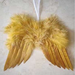 Золотистый Мини-кукла с крыльями ангела и перьями, с полиэфирной веревкой, Реквизит для детской фотосъемки, украшения, аксессуары, золотые, 180x140 мм