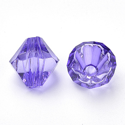 Violet Bleu Perles acryliques transparentes, Toupie, bleu violet, 6x5.5mm, Trou: 1.5mm, environ6120 pcs / 500 g