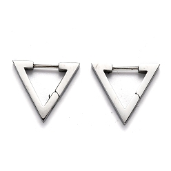 Stainless Steel Color 304 Stainless Steel Triangle Huggie Hoop Earrings, Stainless Steel Color, 16x18x3mm, Pin: 1mm