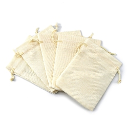 Лимонный шифон Прямоугольные мешки для хранения из мешковины, мешочки для упаковки на шнурке, лимонный шифон, 14x10 см