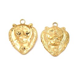 Golden Ion Plating(IP) 304 Stainless Steel Pendant Cabochon Settings, Lion, Golden, Tray: 2.5x2mm, 25x20x4mm, Hole: 2.5mm