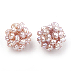 Brun Rosé  Perles tissées à la main avec perles naturelles, amas de billes, ronde, brun rosé, 14~15mm, Trou: 1.5~2mm