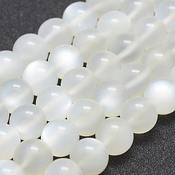 White Moonstone Natural White Moonstone Beads Strands, Round, 10mm, Hole: 1mm, about 41pcs/strand, 15.7 inch(40cm)