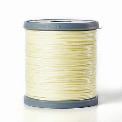 Mousseline au Citron Cordon de polyester ciré, cordon micro macramé, fabrication de bracelets cordon, pour les projets en cuir, artisanat, reliure, plat, mousseline de citron, 0.8x0.2mm, environ 164.04 yards (150m)/rouleau