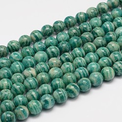 Medium Sea Green Natural Russia Amazonite Beads Strands, Grade AB, Round, Medium Sea Green, 10mm, Hole: 1mm, about 40pcs/strand