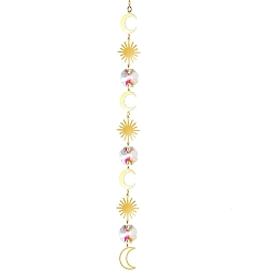 Солнце Подвесные украшения из стекла и латуни, подвесные ловцы солнца, для украшения дома, рисунок солнца, 450~480 мм