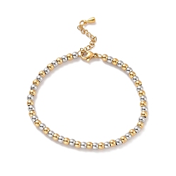 Couleur Dorée & Acier Inoxydable Placage sous vide 201 bracelet en perles rondes en acier inoxydable pour femme, or et acier inoxydable Couleur, 7-1/8 pouce (18 cm)