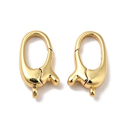 Real 18K Gold Plated Brass Lobster Claw Clasps, Cadmium Free & Nickel Free & Lead Free, Real 18K Gold Plated, 13.5x8x3mm, Hole: 1mm