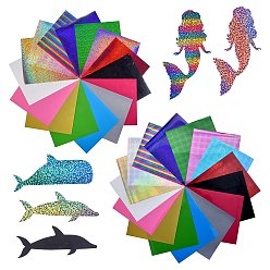 Mixed Color 16 Sheets 16 Style Heat Transfer Vinyl Sheets, Iron On Vinyl for T-Shirt, Clothes Fabric Decoration, Mixed Color, 30.3~30.5x25.1~25.3x0.01~0.02cm, 1 sheet/style