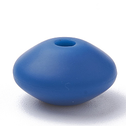Bleu Marine Perles de silicone écologiques de qualité alimentaire, perles à mâcher pour les jouets de dentition, Diy soins infirmiers colliers faisant, rondelle, bleu marine, 12x6~7mm, Trou: 2mm