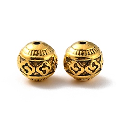 Antique Golden Tibetan Style Alloy Beads, Round with Clover, Antique Golden, 11mm, Hole: 1mm