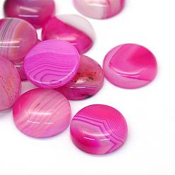 Hot Pink Dyed Natural Striped Agate/Banded Agate Cabochons, Half Round/Dome, Hot Pink, 20x5~8mm