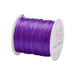 Color de Malva Hilo de nylon, cordón de satén de cola de rata, color de malva, 1.0 mm, aproximadamente 76.55 yardas (70 m) / rollo