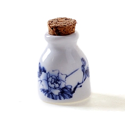 Bleu Royal Bouteille de parfum vide en porcelaine faite à la main, motif pivoine, huile essentielle, bouteille rechargeable, bleu royal, 3.5x2.6 cm