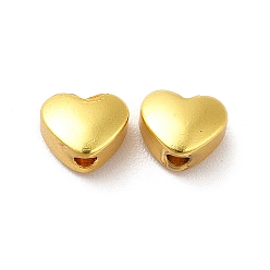 Matte Gold Color Rack Plating Brass Beads, Long-Lasting Plated, Heart, Matte Gold Color, 5x6x3.5mm, Hole: 1.5mm.