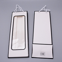 White Kraft Paper Bags, Gift Bags, Shopping Bags, Wedding Bags, Red Wine Bags, Rectangle with Handles, White, 36x12.5x8.5cm