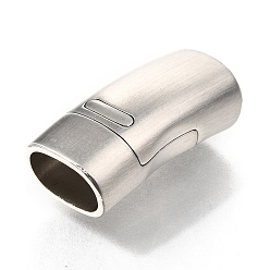 Stainless Steel Color 304 Stainless Steel Magnetic Clasps with Glue-in Ends, Curved Column, Stainless Steel Color, 27x13x9.5mm, Hole: 7x11mm
