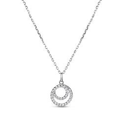 Silver TINYSAND 925 Sterling Silver Cubic Zirconia Ring Pendant Necklaces, Silver, 16.4 inch