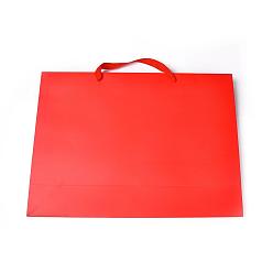 Roja Bolsas de papel kraft, con asas, bolsas de regalo, bolsas de compra, Rectángulo, rojo, 18x22x10.2 cm