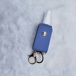 Royal Blue Plastic Hand Sanitizer Bottle with PU Leather Cover, Portable Travel Spray Bottle Keychain Holder, Royal Blue, 10mm
