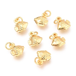 Real 18K Gold Plated Alloy Charms, Long-Lasting Plated, with Jump Ring, Fish Shape, Real 18K Gold Plated, 9.5x8x2.8mm, Hole: 2.5mm