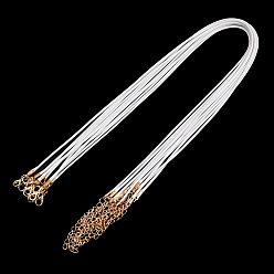 Белый Воском хлопка ожерелье шнура решений, с застежками-карабинами из сплава и удлинителями железных цепочек, белые, 17-1/8 дюйм (43.5 см), 1.5 мм