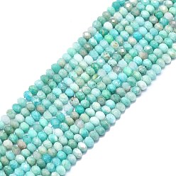 Amazonite Natural Amazonite Beads Strands, Faceted, Rondelle, 4.5x3.5mm, Hole: 0.8mm, about 107pcs/strand, 15.35 inch(39cm)