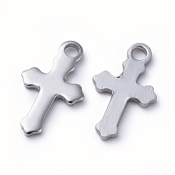 Stainless Steel Color 304 Stainless Steel Tiny Cross Charms, Laser Cut, Stainless Steel Color, 12x8.5x1mm, Hole: 1.4mm