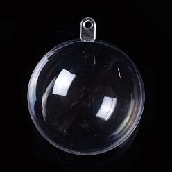 Clear Openable Transparent Plastic Pendants, Fillable Plastic Bauble Christmas Ornament, Round, Clear, 5.9x5cm, Hole: 3mm, Inner Size: 4.85cm