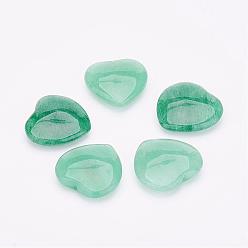 Aventurine Verte Perles naturelles en aventurine verte, cœur, la moitié foré, 19x19x6mm, Trou: 1mm