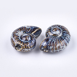 Colorful Handmade Porcelain Beads, Fancy Antique Glazed Porcelain, Sea Snail, Colorful, 39~40x30~31x16.5~18mm, Hole: 2.5~3.5mm