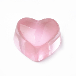 Pink Cabochons de la resina transparente, corazón, rosa, 14x16x10 mm