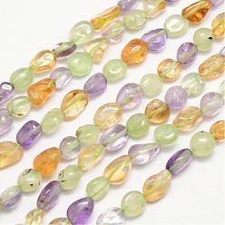 Coloré Quartz naturel brins de perles, pierre tombée, nuggets, colorées, 6~10x6~10mm, Trou: 1mm, environ 15.74 pouce