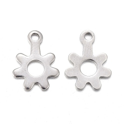 Stainless Steel Color 201 Stainless Steel Charms, Hollow, Laser Cut, Flower, Stainless Steel Color, 11x8x0.7mm, Hole: 1.2mm