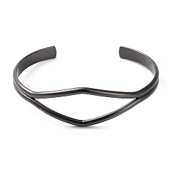 Bronze Bracelet à manchette ouverte en losange creux en laiton plaqué en rack, sans cadmium et sans plomb, gris anthracite, diamètre intérieur: 2-1/2 pouce (6.4 cm)