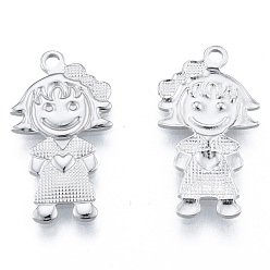 Stainless Steel Color 304 Stainless Steel Pendants, Girl, Stainless Steel Color, 22x12x1.5mm, Hole: 1.6mm