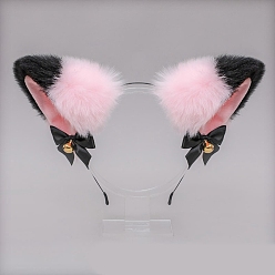 Pink Anime cosplay avec bandeau pelucheux oreilles de chat, bandeaux japonais lolita, accessoires de cheveux de costume de fête de filles, rose, 250mm