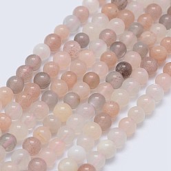 Multi-Moonstone Natural Multi-Moonstone Beads Strands, Round, 4mm, Hole: 0.8mm, about 100pcs/strand, 15.75 inch(40cm)