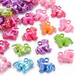 Mixed Color Plastic Pendants, AB Color, Lion, Mixed Color, 17.5x22x6.5mm, Hole: 2.5mm, about 640pcs/bag
