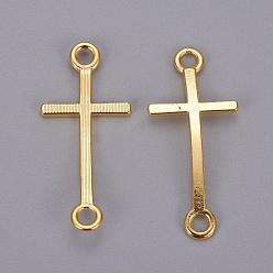 Oro Conectores de enlaces de aleación, sin plomo y cadmio, cruz de lado, dorado, 39x17x2 mm, agujero: 3 mm
