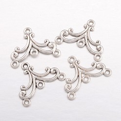 Antique Silver Alloy Chandelier Components, Lead Free and Cadmium Free, Antique Silver Color, 27x21x1.5mm, Hole: 2mm