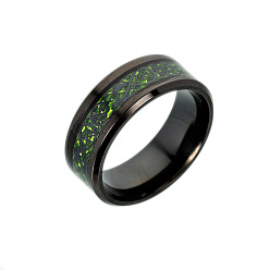Green 316L Surgical Stainless Steel Wide Band Finger Rings, with Carbon Fiber, Dragon, Green, US Size 11 1/4(20.7mm)