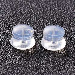 Clear Silicone Ear Nuts, Earring Backs, for Stud Earring Making, Clear, 5.5x4.5mm, Hole: 1mm