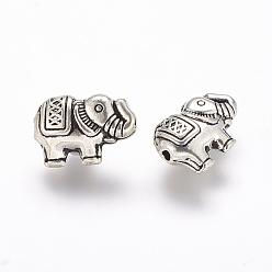 Antique Silver Tibetan Style Alloy Elephant Beads, Antique Silver, 8.5x12x4mm, Hole: 0.8mm