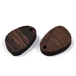 Brun De Noix De Coco Pendentifs en bois de wengé naturel, non teint, charmes ovales, brun coco, 21x16x3.5mm, Trou: 2mm
