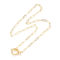 Oro Revestimiento al vacío unisex 304 collares de cadena con clip de acero inoxidable, con corchetes de la palanca, dorado, 17.71 pulgada (45 cm)