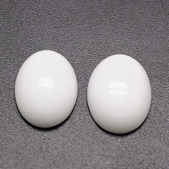 Blanc Cabochons ovales en verre opaque, blanc, 40x30x7mm