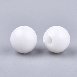 Белый Пластиковые шарики, круглые, белые, 9.5 мм, Отверстие : 2.5 мм , около 1100 шт / 500 г
